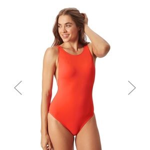 Andie swim montauk swimsuit in LE poppy red color